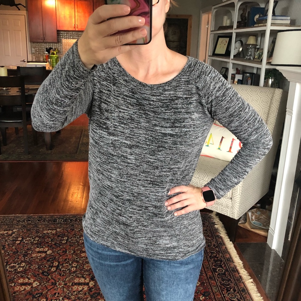 Topshop gray and white long sleeve shirt sz 4